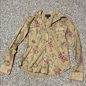Chaps Denim Floral Shirt